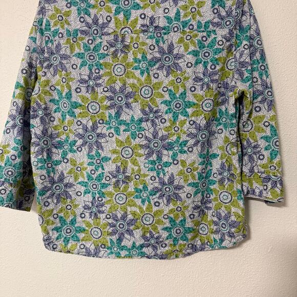 Alfred Dunner 100%Cotton Floral Textured Button Up Top Size 14 - Picture 14 of 14